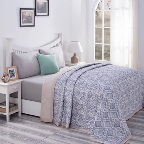 PBS Nomad Scuplt Harold 6PC Quilt/Quilted Bed Cover Set Blue