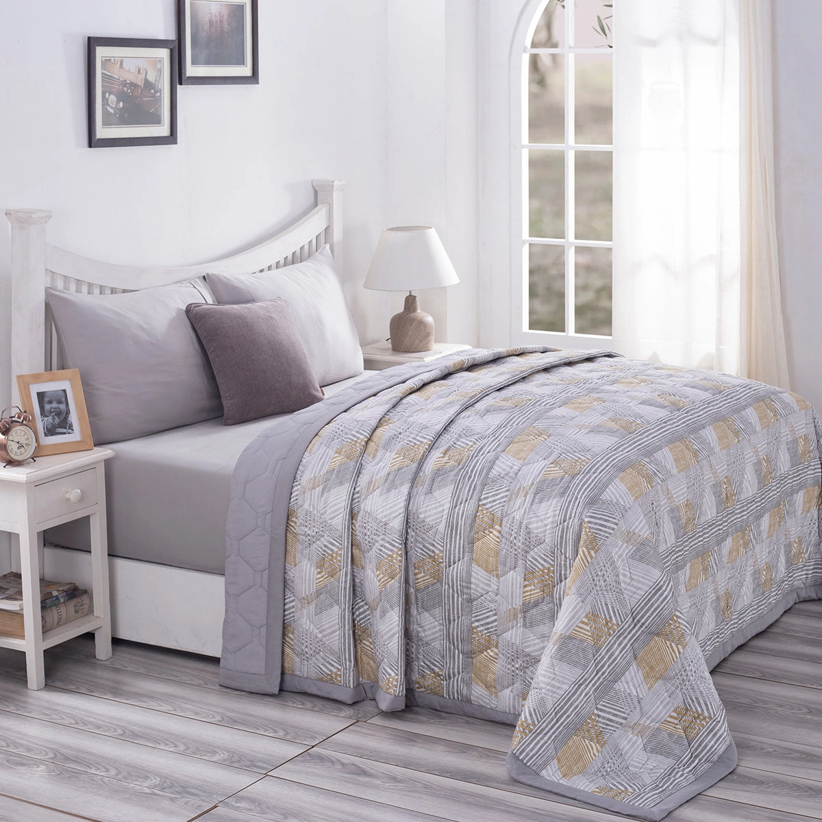 PBS Nomad Scuplt Maximus 6PC Quilt/Quilted Bed Cover Set Neutral