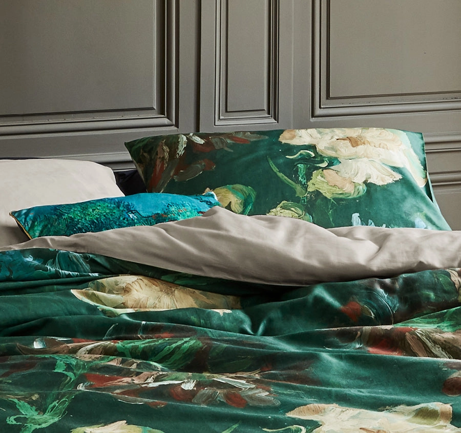 Peonies Quilt Cover Set Range Green