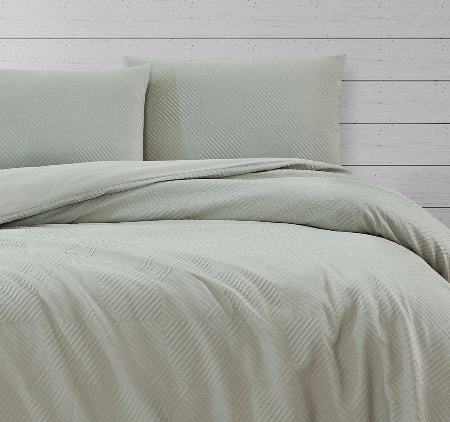 Preston Quilt Cover Set Range Pale Green