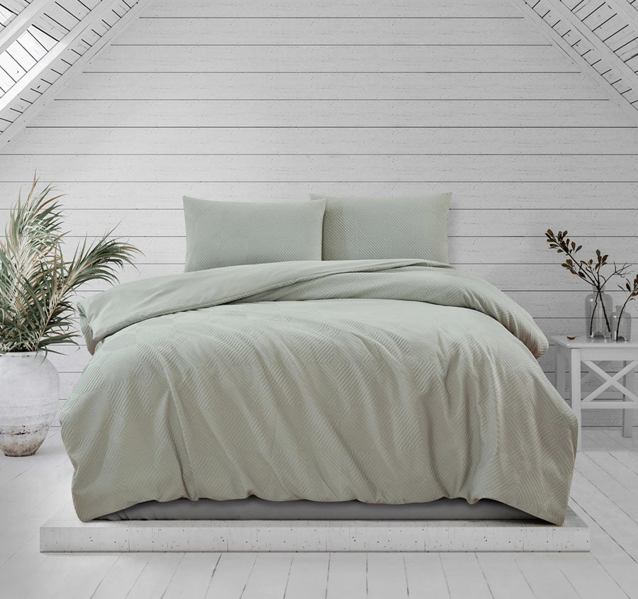 Preston Quilt Cover Set Range Pale Green