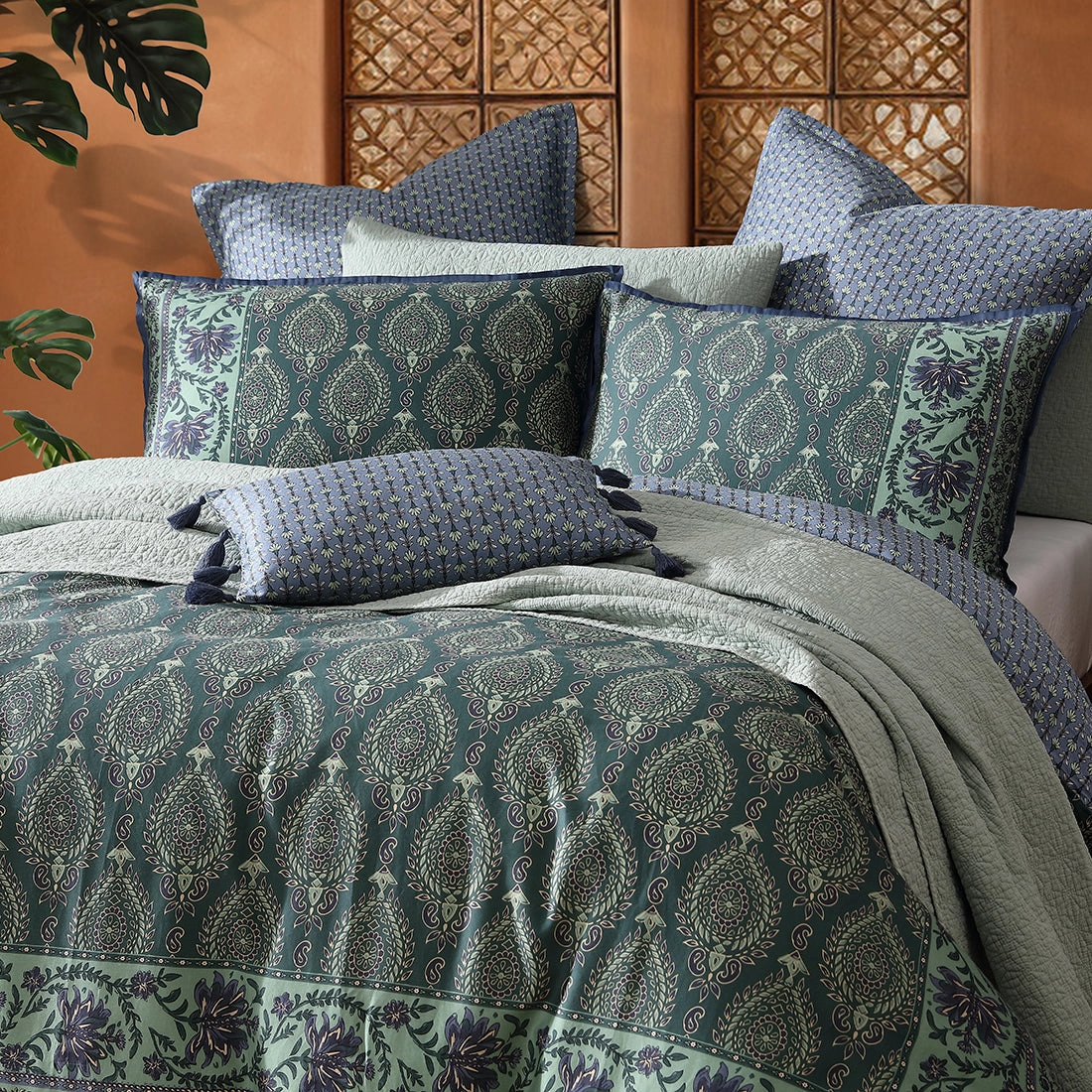 Priya Pine Quilt Cover Set by Logan and Mason