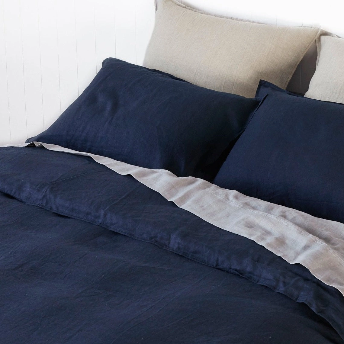 Pure Linen Quilt Cover -Classic Navy