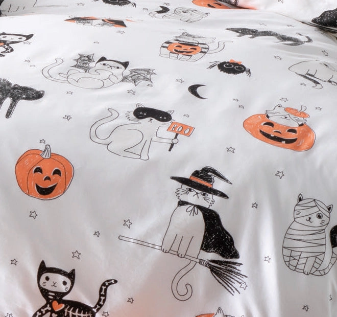 Scaredy Cat Quilt Cover Set Range White