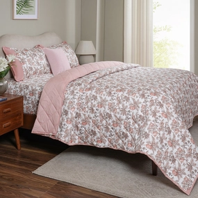 Sensory Bloom Fruity Foliage 4 pcs Pink Quilt Set