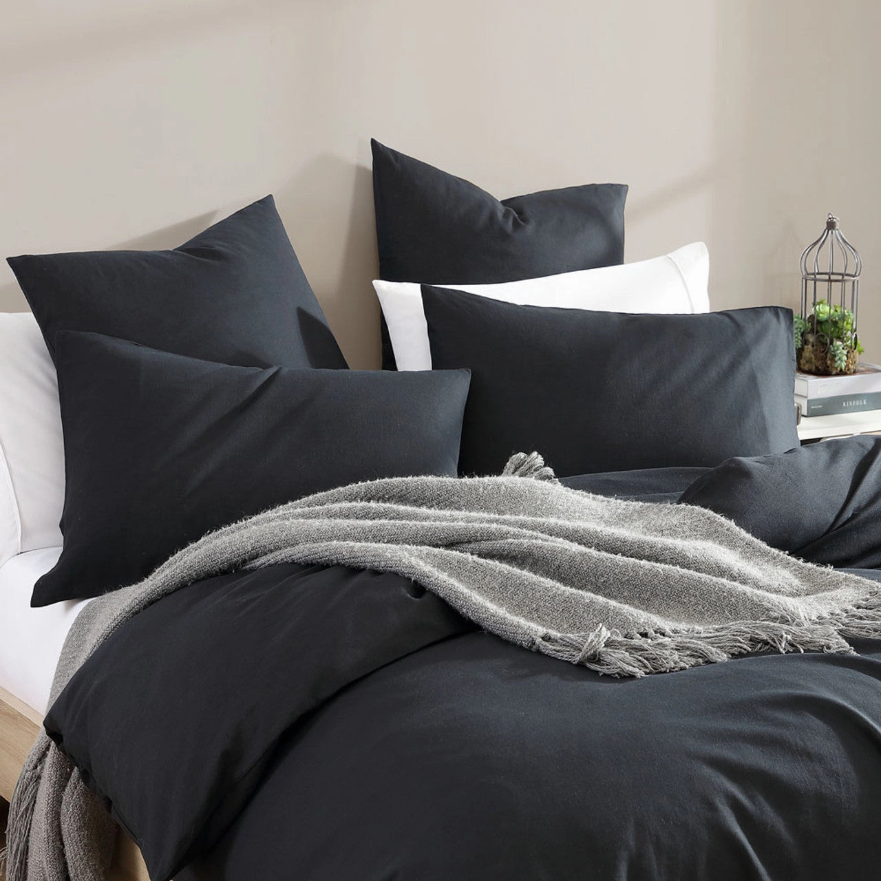 Serene Charcoal Quilt Cover Set by Logan and Mason Platinum
