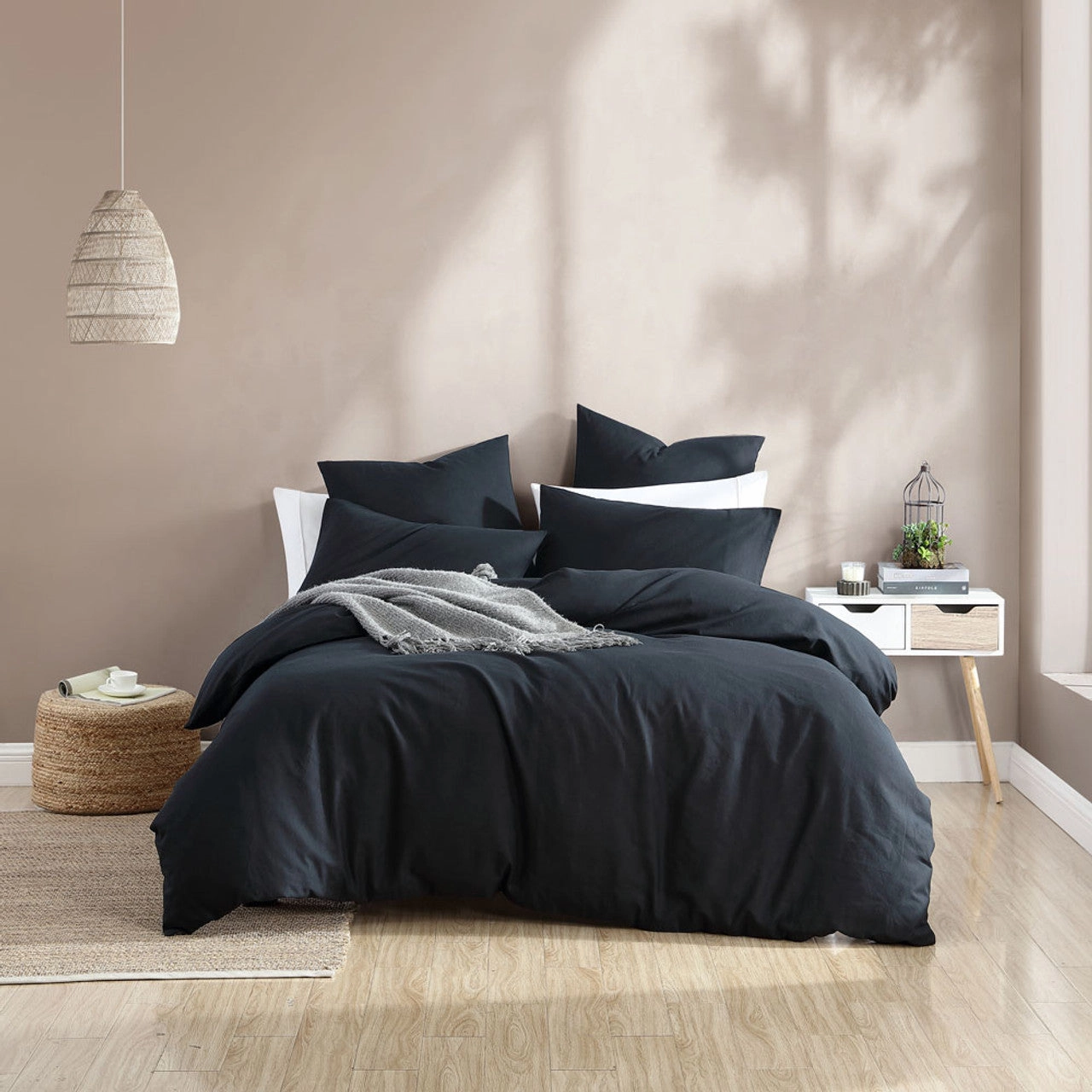 Serene Charcoal Quilt Cover Set by Logan and Mason Platinum