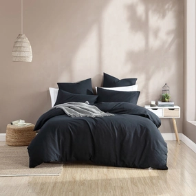 Serene Charcoal Quilt Cover Set by Logan and Mason Platinum