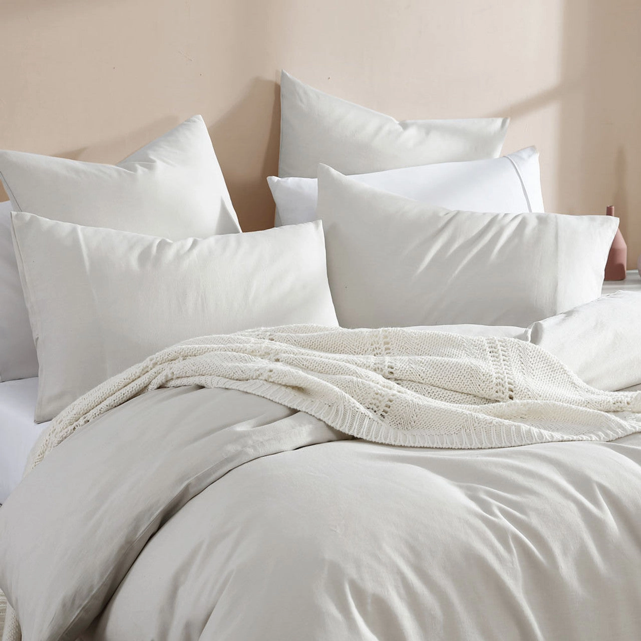 Serene Natural Quilt Cover Set by Logan and Mason Platinum