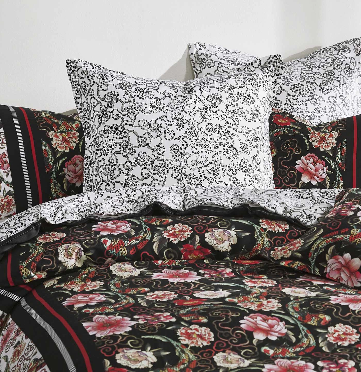 Shanghai Nights Black Square Cushion by Logan & Mason