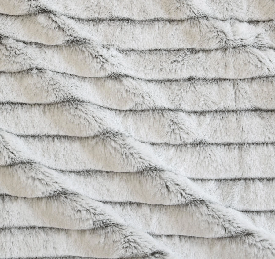 Striped Faux Fur Quilt Cover Set Range Grey