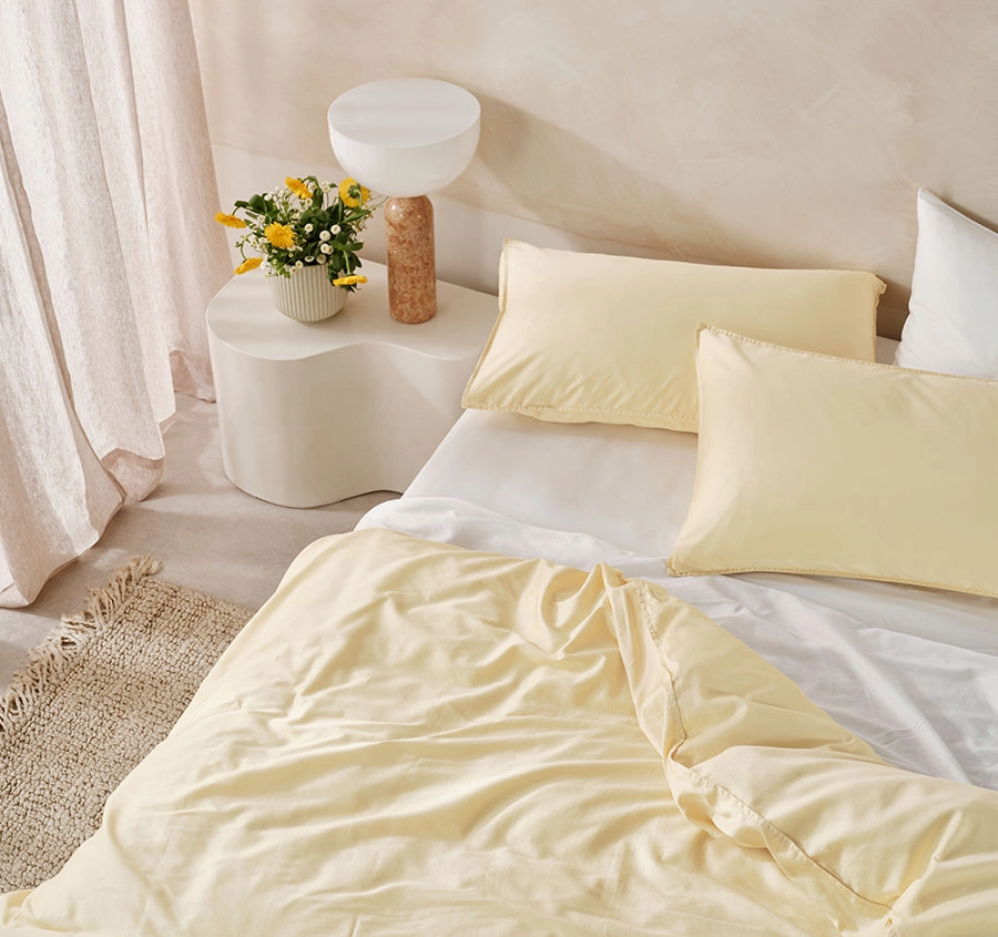 Surf Wash Quilt Cover Set Range Butter