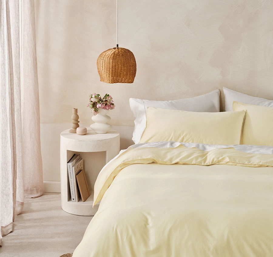 Surf Wash Quilt Cover Set Range Butter