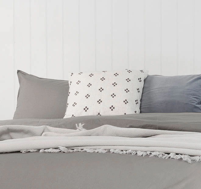 Temple Organic Cotton Quilt Cover Set Range Grey