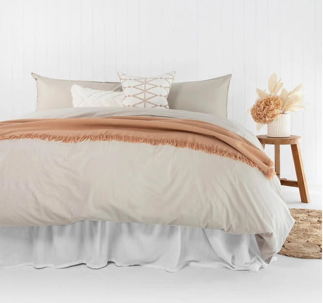 Temple Organic Cotton Quilt Cover Set Range Pebble