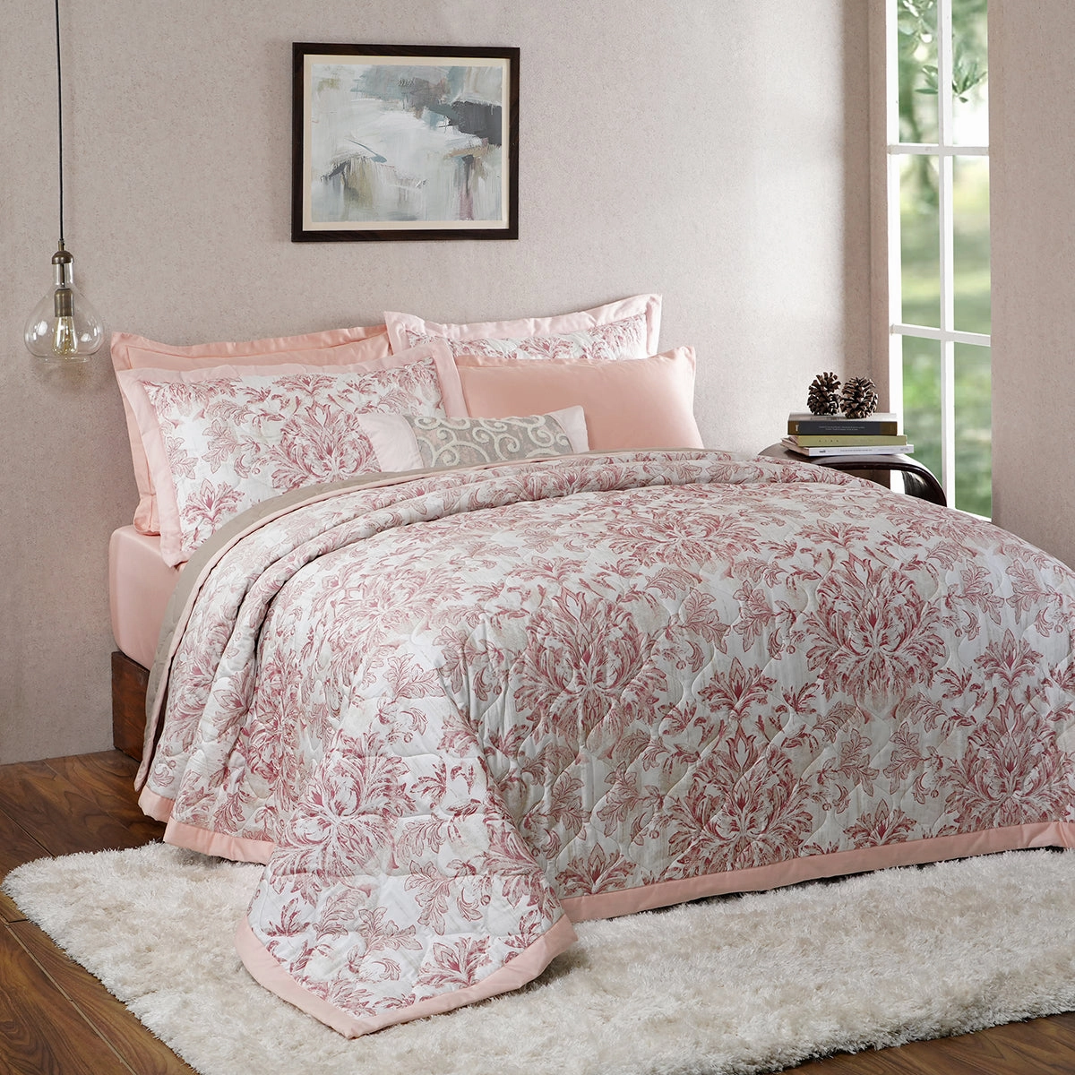 Tranquil Essence Napery Classic Peach 8 PC Quilt/Quilted Bed Cover Set