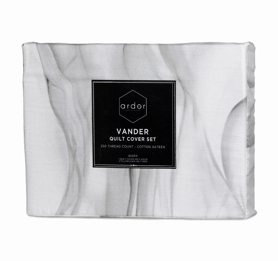 Vander Quilt Cover Set Range Soft Grey