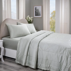 Vintage Noemi Tencel Fabric AC Quilt/Quilted Bed Cover/Comforter, Green