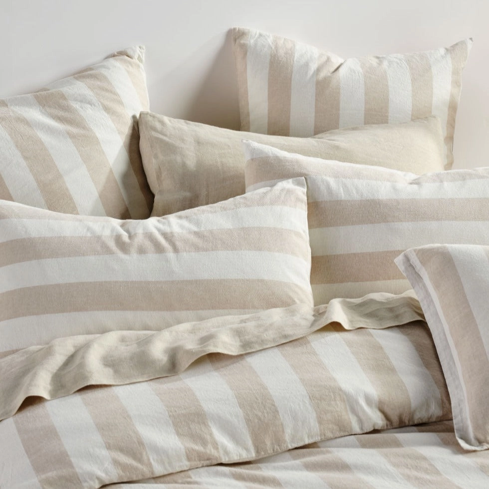 Vintage Stripe Natural Cushion 48 x 48cm by Linen house