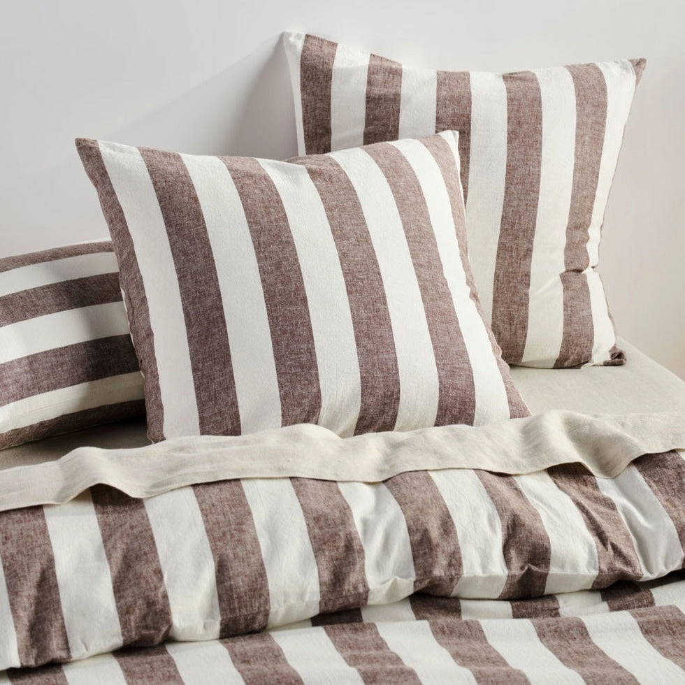 Vintage Stripe Tiramisu European Pillowcase by Linen House