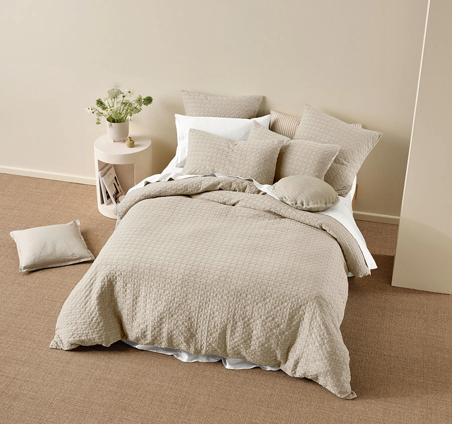 Vista Quilt Cover Set Range Pebble