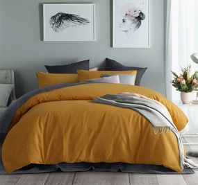 Waffle Quilt Cover Set Range Ochre
