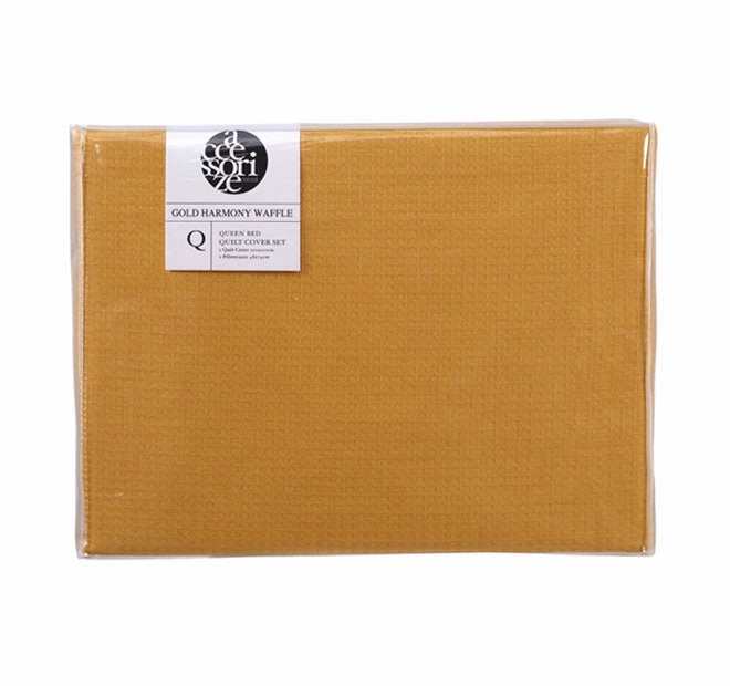 Waffle Quilt Cover Set Range Ochre