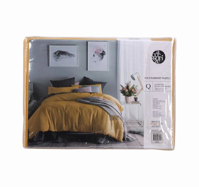 Waffle Quilt Cover Set Range Ochre