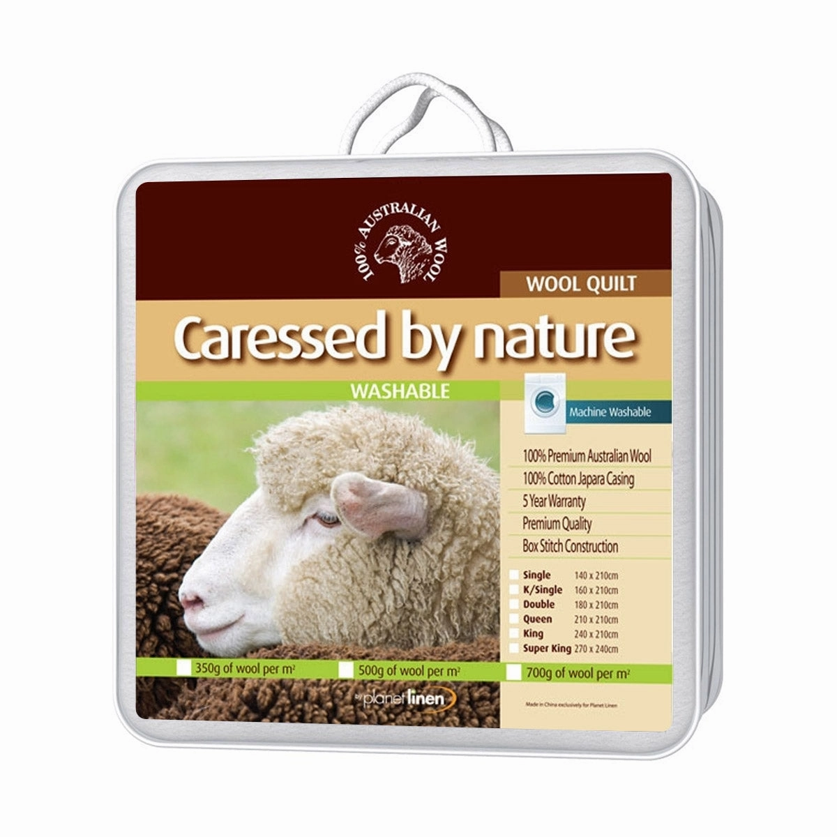 Washable Wool Quilt 500gsm by Caressed by Nature