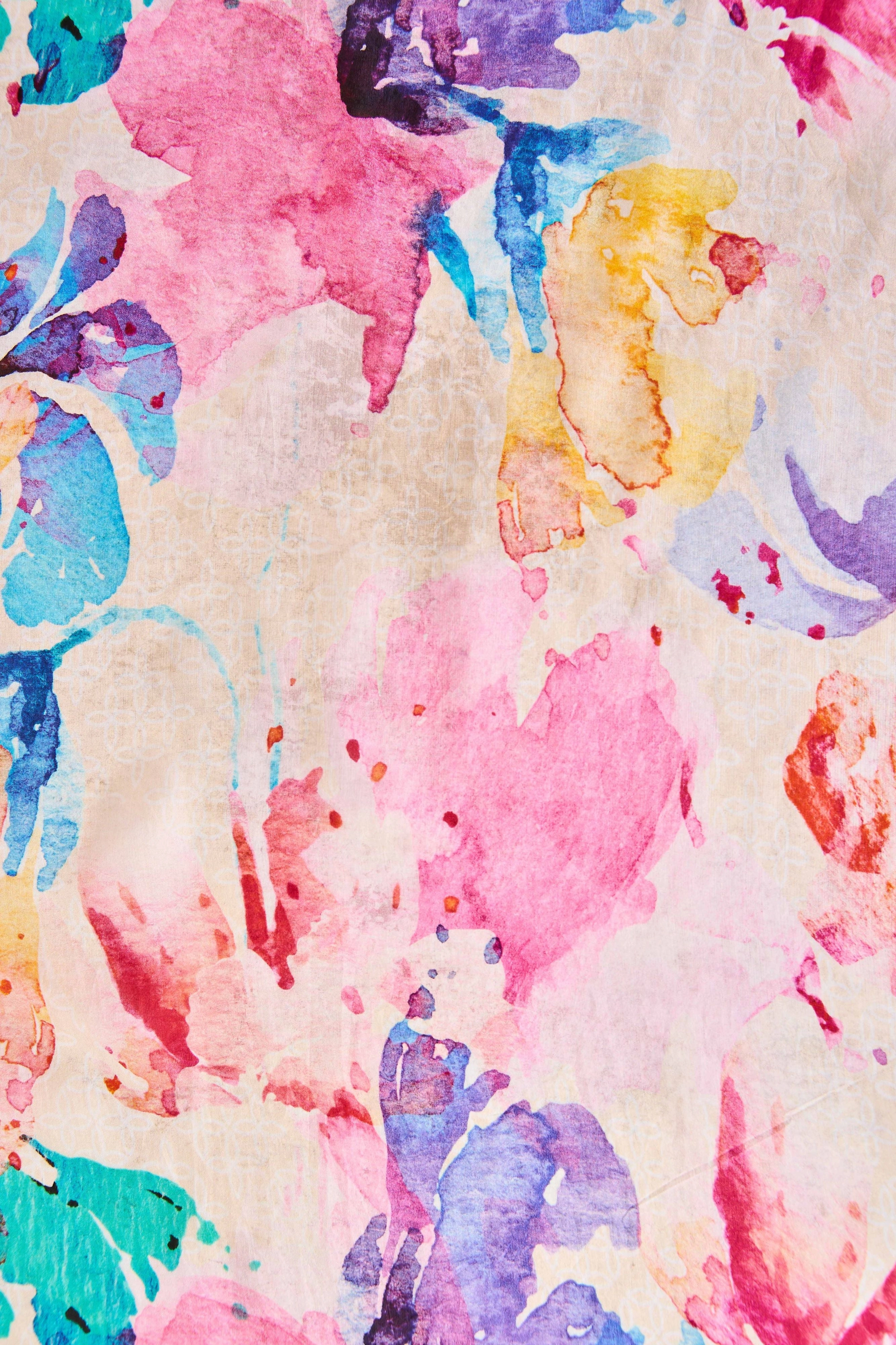 Watercolour Floral Silk Scarf - Multi