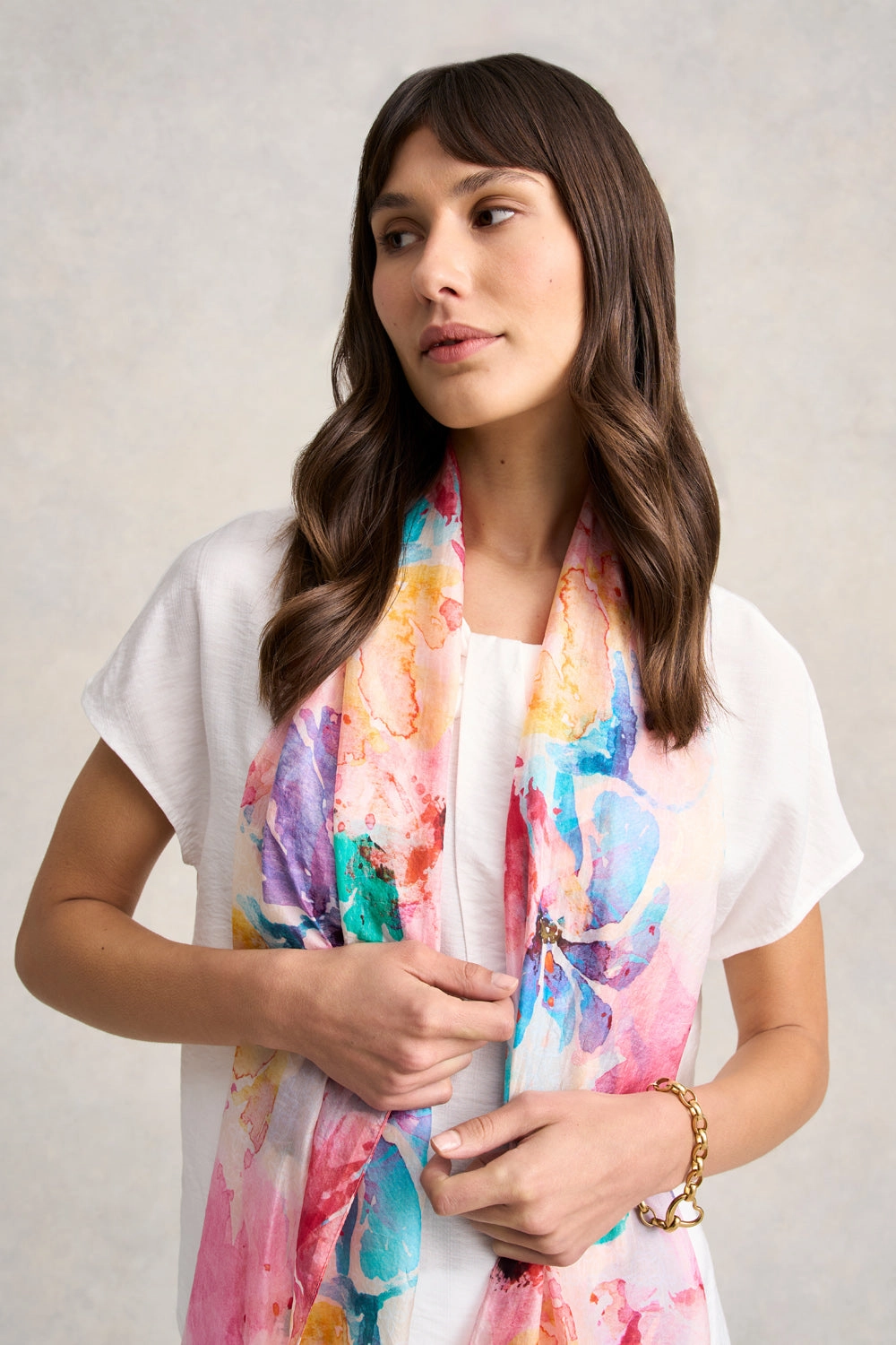 Watercolour Floral Silk Scarf - Multi