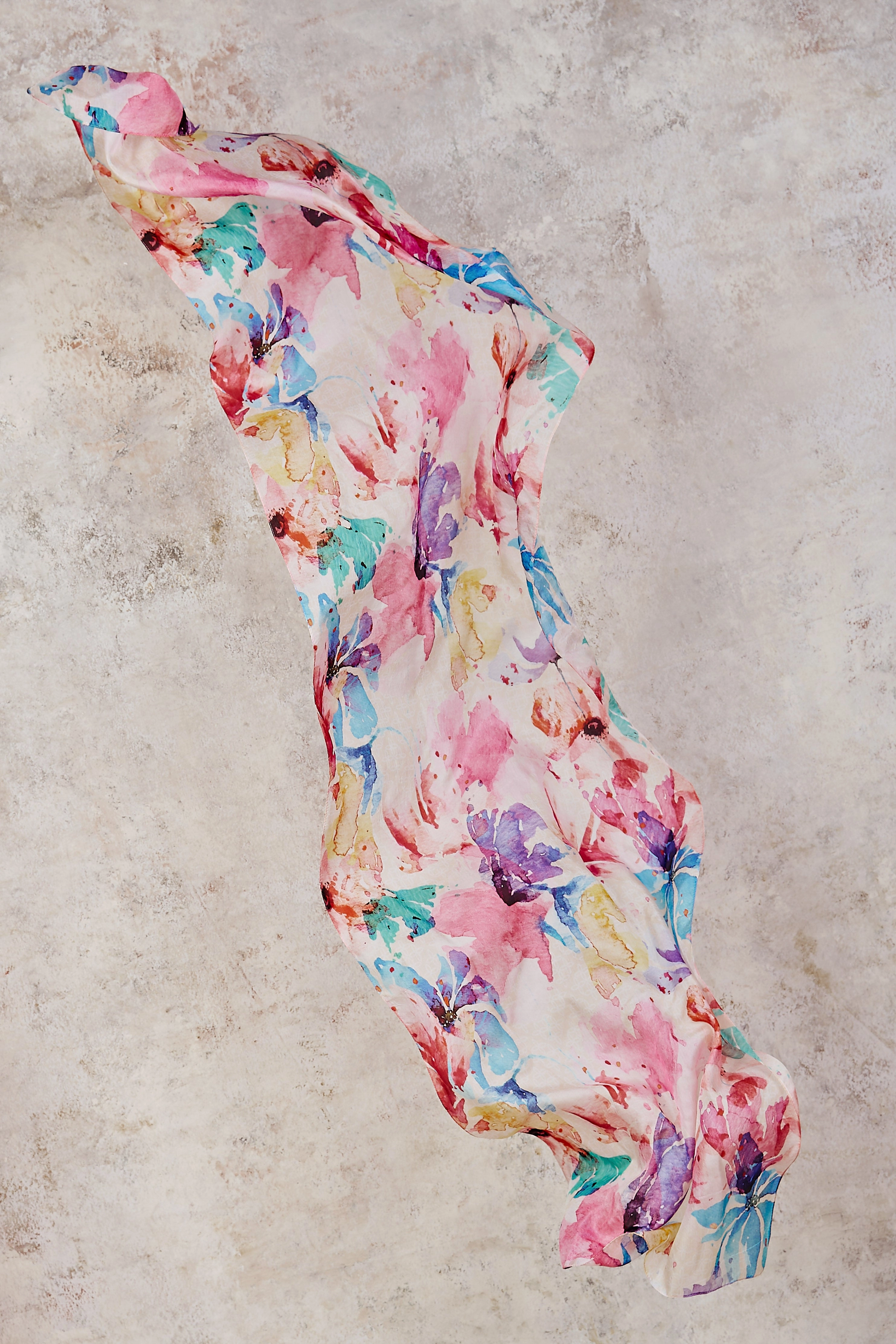 Watercolour Floral Silk Scarf - Multi