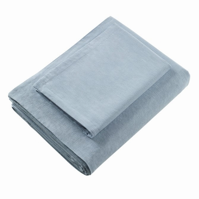Wellington Soft Blue Linen Blend Quilt Cover Set by Bianca